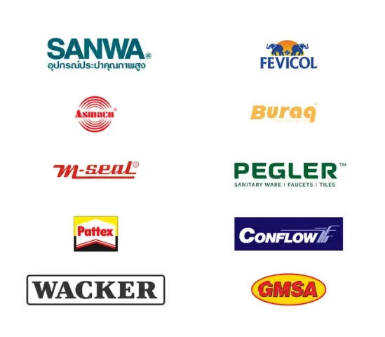 Major brands we supply - Sanwa , Fevicol , Asmaco , Buraq , M-Seal , Pegler , Pattex , Conflow , Wacker , GMSA